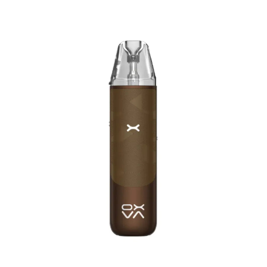 OXVA NeXLIM Go vape device in silky coffee color, offering a warm, smooth and premium vibe.