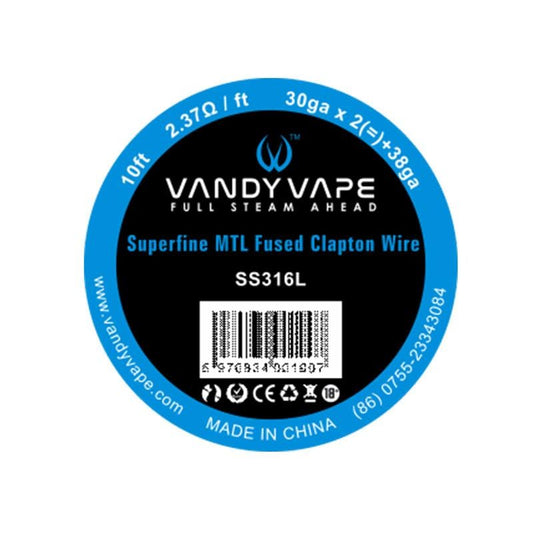 Vandyvape Superfine MTL Fused Clapton SS316L Wire 30GA*2(=)+38GA 10ft