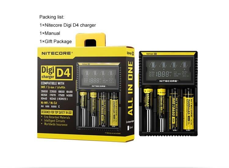 Nitecore Intellicharger D4 LCD 4-Slot Charger